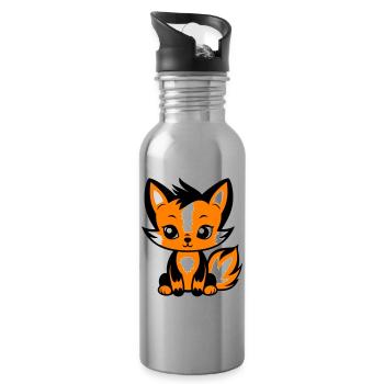 Fox Animal Baby - Water bottle with straw - silver - Right