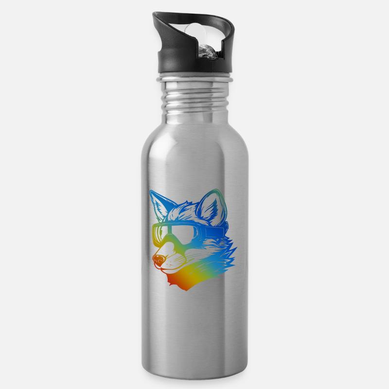 Fuchs Snowboard Ski Brille Bunt - Trinkflasche mit integriertem Trinkhalm - Lightsilver