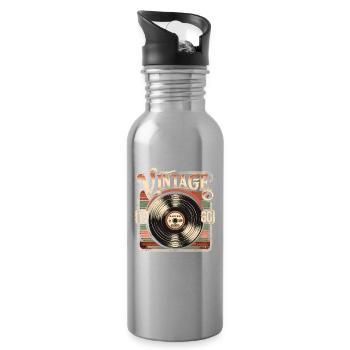 Retro Vinyl Vintage Legend 1960's Birthday - Water bottle with straw - silver - Right