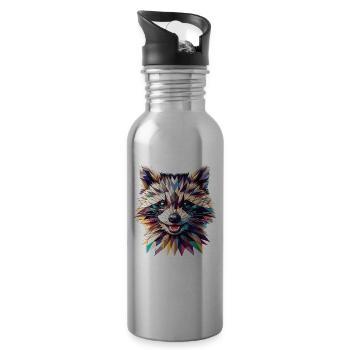 Polygon Waschbär Kunstwerk - Trinkflasche mit integriertem Trinkhalm - Lightsilver - Rechts