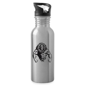 Muscles Lion Musculation - Gourde avec paille intégrée - argent clair - Droite