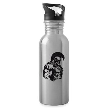 Spartan Gladiator Muscles Bodybuilding - Water bottle with straw - silver - Right
