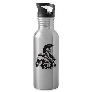 Spartan Gym Gladiator Muscles Bodybuilding - Water bottle with straw - silver - Right