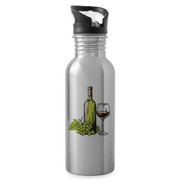 Weinglas WeinTrauben Wein - Trinkflasche mit integriertem Trinkhalm - Lightsilver - Rechts