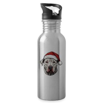 Dogue Argentino Chien Tête Portrait De Noël - Gourde avec paille intégrée - argent clair - Droite