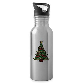 Christmas Tree Christmas - Water bottle with straw - silver - Right