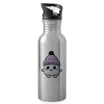 Eskimo Erkältung Winter Kreatur - Trinkflasche mit integriertem Trinkhalm - Lightsilver - Rechts