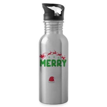 Merry Christmas 2023 - Trinkflasche mit integriertem Trinkhalm - Lightsilver - Rechts