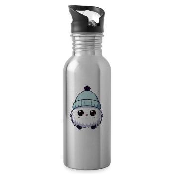 Eskimo Erkältung Winter Kreatur - Trinkflasche mit integriertem Trinkhalm - Lightsilver - Rechts