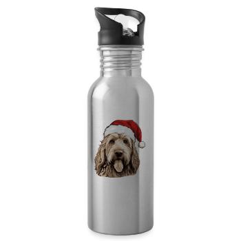 Otterhound Dog Christmas Funny Xmas - Water bottle with straw - silver - Right