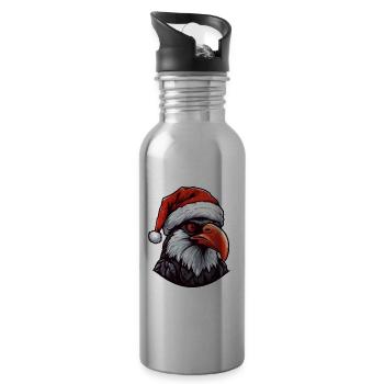 Krähe Rabe Weihnachten Tier Lustig Xmas - Trinkflasche mit integriertem Trinkhalm - Lightsilver - Rechts
