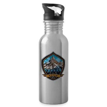 Montagnes Armoiries Montagnes - Gourde avec paille intégrée - argent clair - Droite