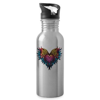 Heart Wings - Water bottle with straw - silver - Right