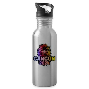 Cancun 2024 Holiday Colorful - Water bottle with straw - silver - Right