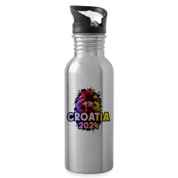 Croatia 2024 Holiday Colorful - Water bottle with straw - silver - Right