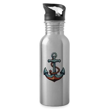 Anker Hafen - Trinkflasche mit integriertem Trinkhalm - Lightsilver - Rechts