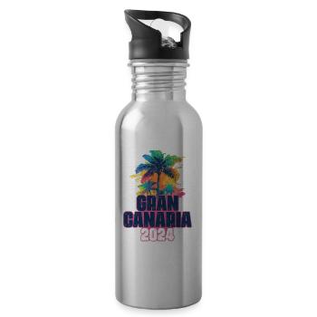 Gran Canaria 2024 Holiday Palm Blob - Water bottle with straw - silver - Right