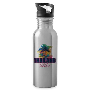 Thaïlande 2024 Vacances Palm Blob - Gourde avec paille intégrée - argent clair - Droite