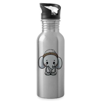 Elefant Tier Baby Comic - Trinkflasche mit integriertem Trinkhalm - Lightsilver - Rechts