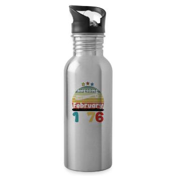 48 Years Old Made In 1976 Vintage February 1976 - Water bottle with straw - silver - Right