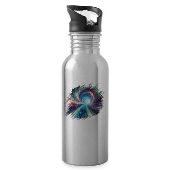 Wormhole to another galaxy - Water bottle with straw - silver - Right