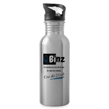 Binz, pour moi, le plus bel endroit du monde - Rügen - Gourde avec paille intégrée - argent clair - Droite