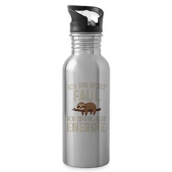 Ich spare nur Energie Faultier - Trinkflasche mit integriertem Trinkhalm - Lightsilver - Rechts