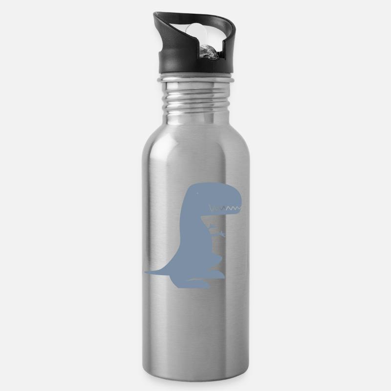 Dino - Trinkflasche mit integriertem Trinkhalm - Lightsilver