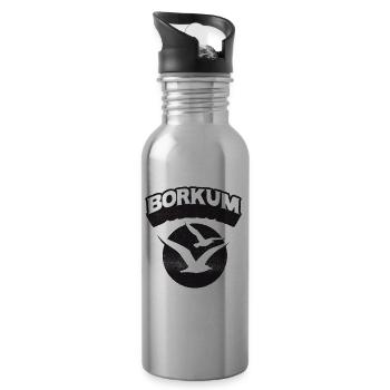 Borkum Möwe Insel Shirt - Trinkflasche mit integriertem Trinkhalm - Lightsilver - Rechts