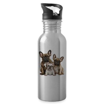 Famille de bouledogue français - Gourde avec paille intégrée - argent clair - Droite