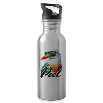Poel holiday cool colorful seagull with sunglasses - Water bottle with straw - silver - Right