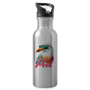 Poel holiday cool colorful seagull with sunglasses - Water bottle with straw - silver - Right