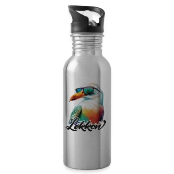 Loecken holiday cool colorful seagull with sunglasses - Water bottle with straw - silver - Right
