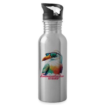 Timmendorfer Strand Urlaub Möwe mit Sonnenbrille - Trinkflasche mit integriertem Trinkhalm - Lightsilver - Rechts