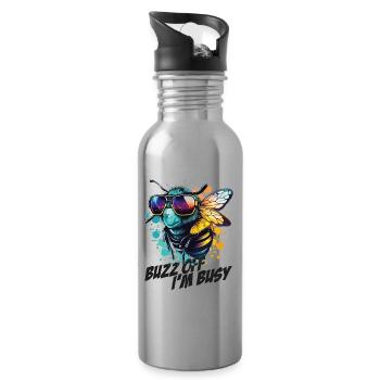 Hummel mit Sonnenbrille Buzz Off I'm Busy - Trinkflasche mit integriertem Trinkhalm - Lightsilver - Rechts
