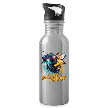 Hummel mit Sonnenbrille Buzz Off I'm Busy - Trinkflasche mit integriertem Trinkhalm - Lightsilver - Rechts