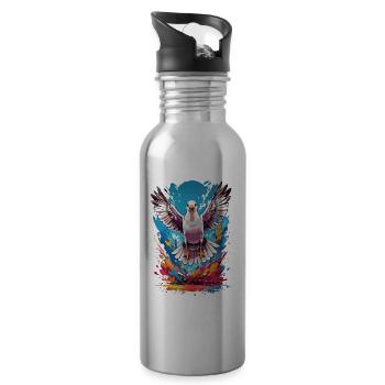 Möwe Sommer Urlaub - Trinkflasche mit integriertem Trinkhalm - Lightsilver - Rechts