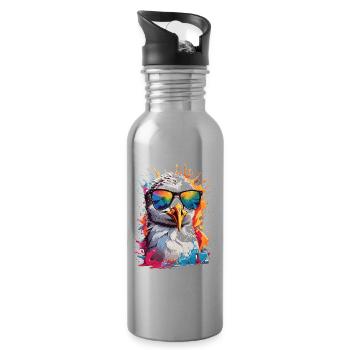 Möwe Sonnenbrille Sommer Urlaub bunt - Trinkflasche mit integriertem Trinkhalm - Lightsilver - Rechts