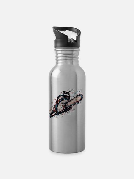 Vektor Polygon Kettensäge - Trinkflasche mit integriertem Trinkhalm - Lightsilver