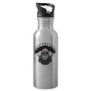 Skydiving Santa Advent Adventure Jump - Trinkflasche mit integriertem Trinkhalm - Lightsilver - Rechts