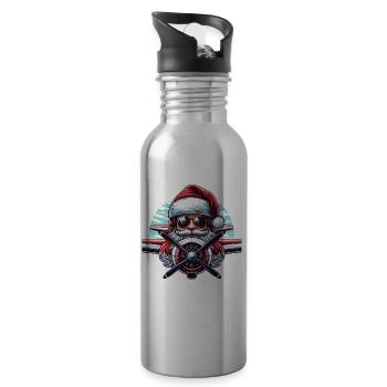 Pilot Santa Clause Flying Christmas Flugzeug - Trinkflasche mit integriertem Trinkhalm - Lightsilver - Rechts