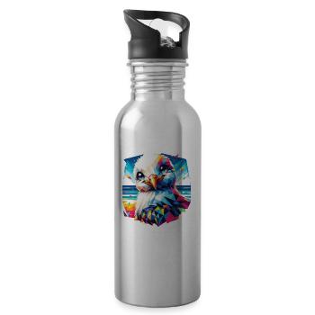 Polygon Möwe Sommer Urlaub bunt - Trinkflasche mit integriertem Trinkhalm - Lightsilver - Rechts