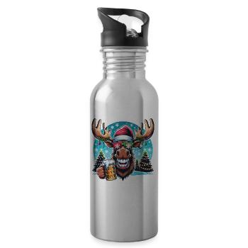 Elch Rentier Weihnachten Bier - Trinkflasche mit integriertem Trinkhalm - Lightsilver - Rechts