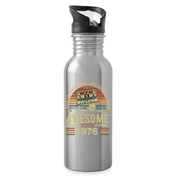 Avril 1976 Vintage Anniversaire Rétro Cadeau - Gourde avec paille intégrée - argent clair - Droite