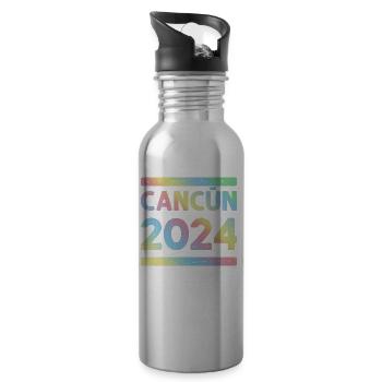 Cancun 2024 Colorful Holiday Team - Water bottle with straw - silver - Right
