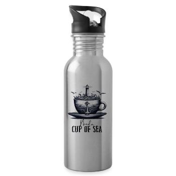 Need a cup of sea maritime mug sea lighthouse - Water bottle with straw - silver - Right