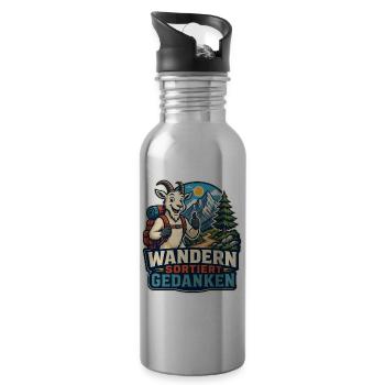 Wandern sortiert Gedanken - Trinkflasche mit integriertem Trinkhalm - Lightsilver - Rechts