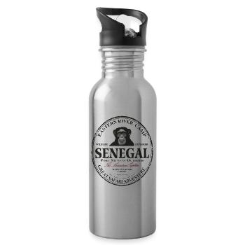 Sénégal - Chimpanzés - Gourde avec paille intégrée - argent clair - Droite