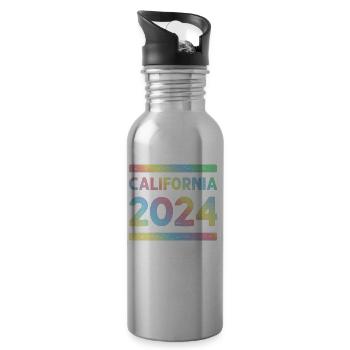 California 2024 Colorful Holiday Team - Water bottle with straw - silver - Right