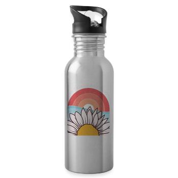 Daisy and Sun Inspirational Phrase Graphic - Water bottle with straw - silver - Right